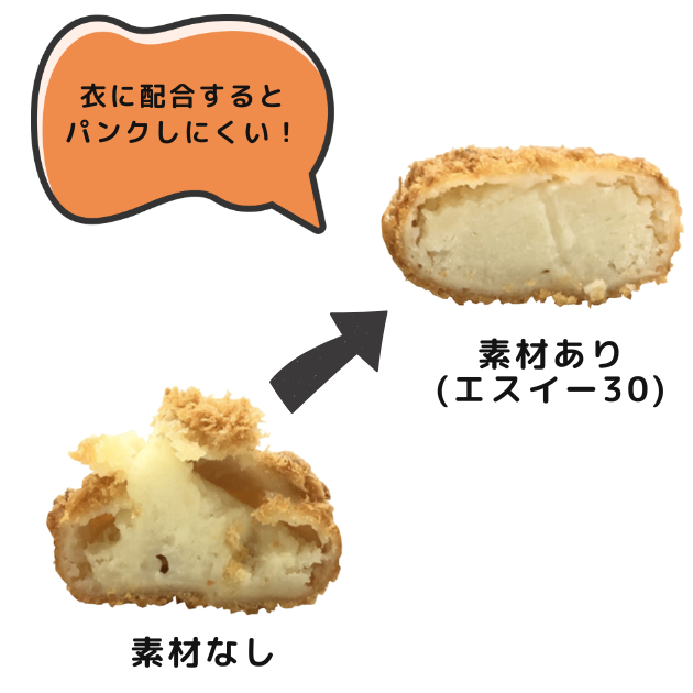 エスイー30あり、なしのパンクの差。エスイー30を衣に配合するとパンクしにくい！